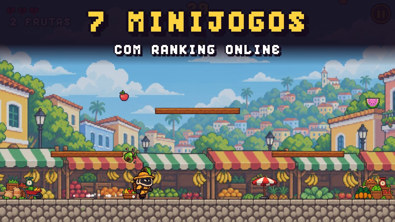 Minijogo Chuva de Frutas na feira livre
